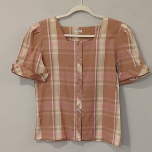 Vintage Levi's Plaid Blouse Button Up size 12